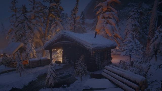 Evening blizzard near a warm, wooden cabin | for sleeping and reading смотреть онлайн