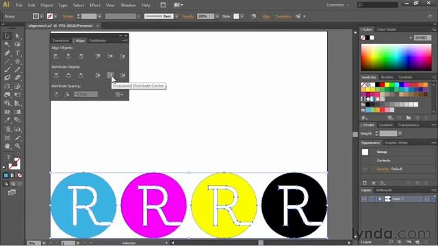 Урок 31. Выравнивание и распределение объектов в Adobe Illustrator. Полный курс обучения с нуля смотреть онлайн