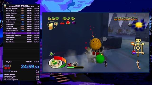 Pac-Man World Rally - All Tracks + Rally Cup (PSP) Speedrun in 51:38.41 IGT смотреть онлайн