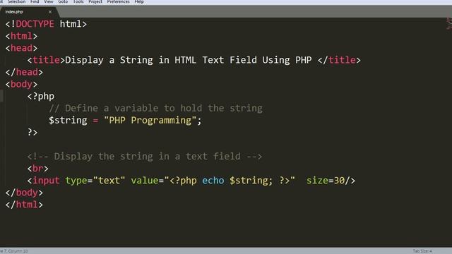 Display a String in the HTML Text Field Using PHP смотреть онлайн