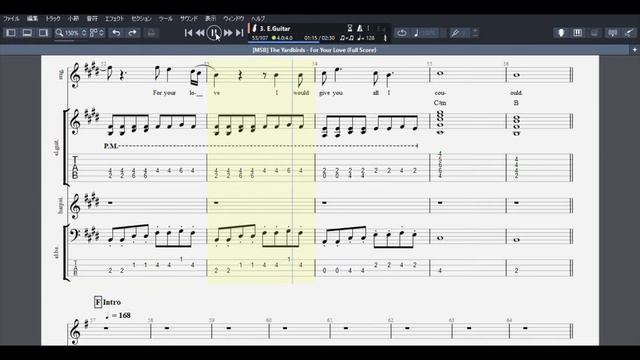 For Your Love THE YARDBIRDS Guitar Bass Tab Score