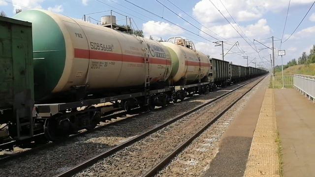 Электровоз ВЛ10У-999 с грузовым поездом, БМО ж/д. смотреть онлайн