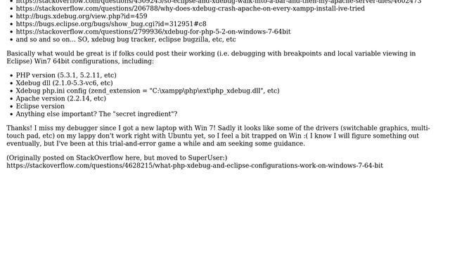 What PHP, Xdebug and Eclipse configurations work on Windows 7 64 bit? смотреть онлайн