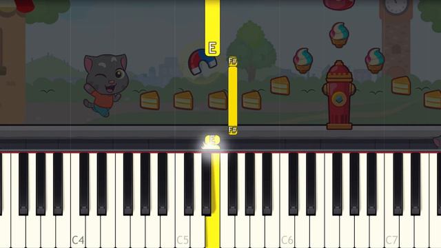 Talking TOM CANDY RUN - VERY EASY Piano tutorial смотреть онлайн
