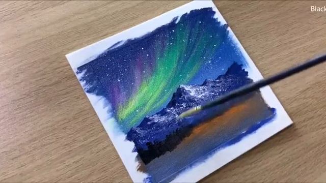 Мини-холст Акриловая Простая Ночная Живопись Авроры смотреть онлайн