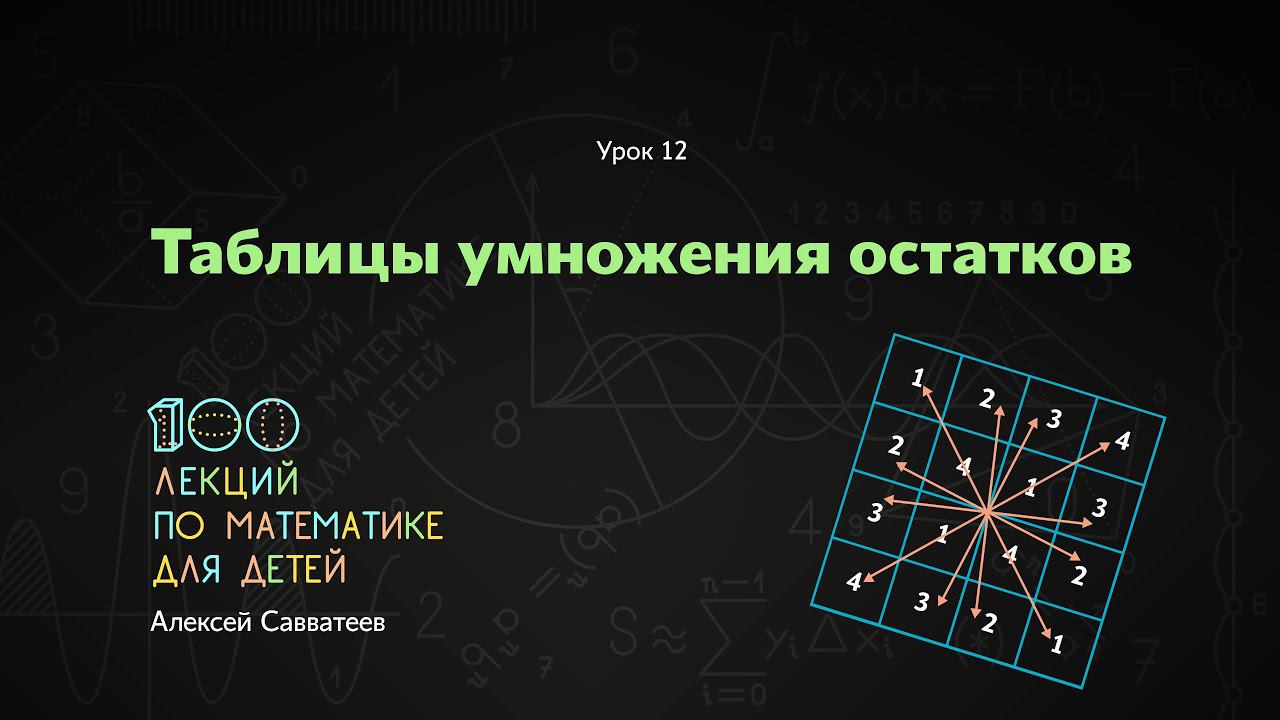 12. Таблицы умножения остатков. Алексей Савватеев. 100 уроков математики 6+ смотреть онлайн