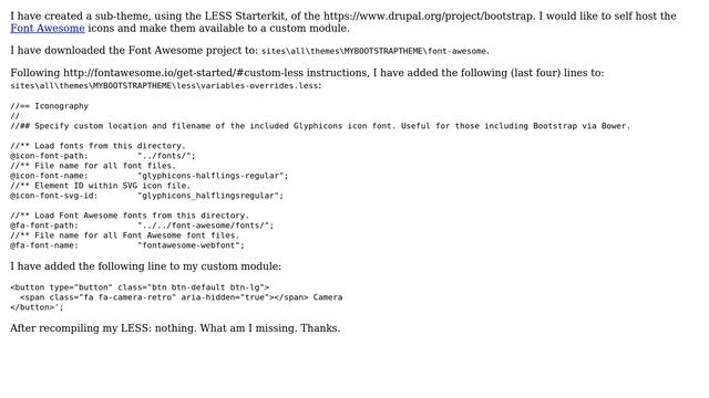 Drupal: How to use Font Awesome with Bootstrap LESS theme? смотреть онлайн