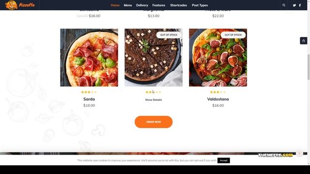 Pizzetta - Pizza Cafe and Restaurant WordPress Theme food menu burger Easy Create Website смотреть онлайн
