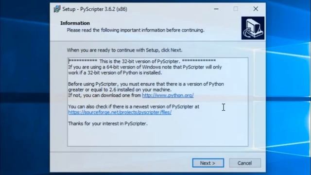 Install PyScripter 3.6.2 (32 Bit)