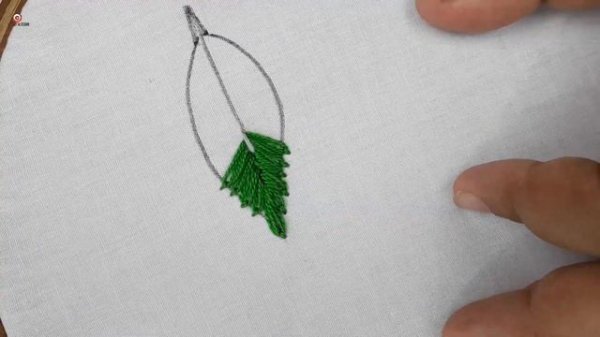 Hand embroidery lazy daisy leaf stitch design/beautiful leaf stitch embroidery