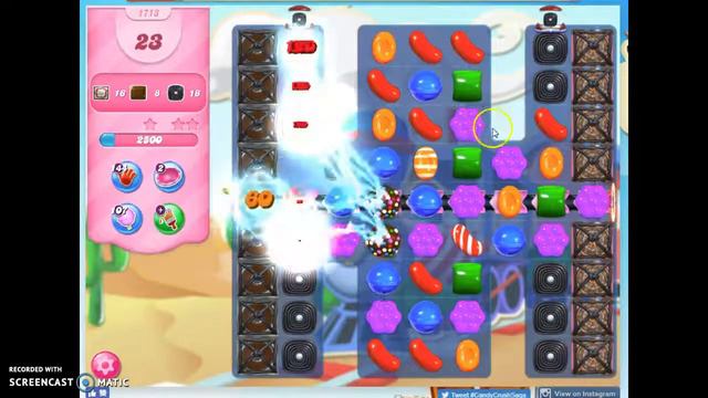Candy Crush Level 1713 Audio Talkthrough, 3 Stars 0 Boosters