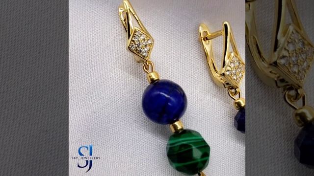 Серьги из малахита и лазурита - 1700р смотреть онлайн