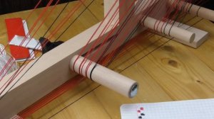 лентоткацкий ручной станок, натяжка основы и заправка  ремиз