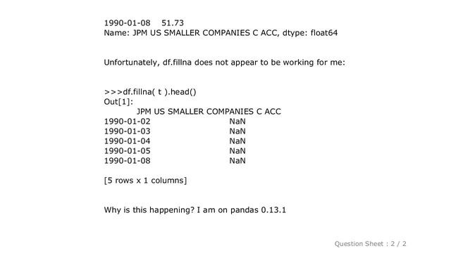 Pandas : pandas fillna not working смотреть онлайн