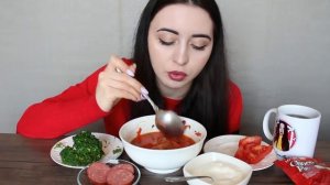 БОРЩ СО СВЕКЛОЙ MUKBANG asmr Ayka Emilly