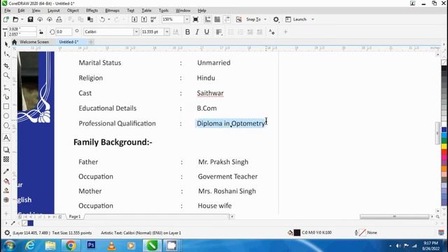 # 015 MARRIAGE BIODATA KAISE BANAYE ll Wedding Resume Format | Marriage biodata in Corel Draw смотреть онлайн
