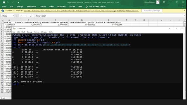 Experiment Daten aus Excel als pandas DataFrame einlesen und mit matplotlib visualisieren смотреть онлайн