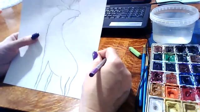 Видео урок. Рисование акварелью силуэт оленя zoom 0 смотреть онлайн