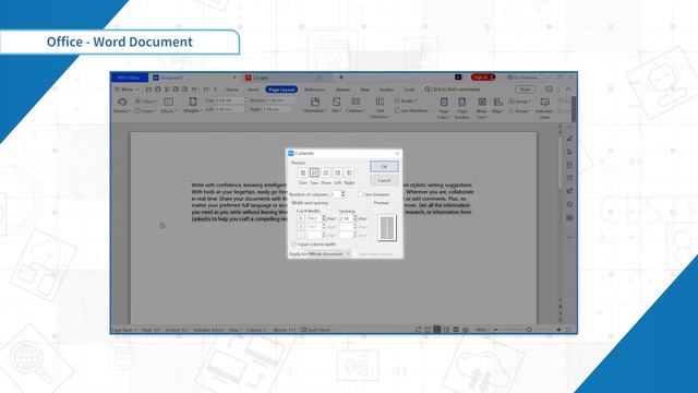 [WPS Office] Word 2.5: How To Set Columns In WPS Document [Tutorial]