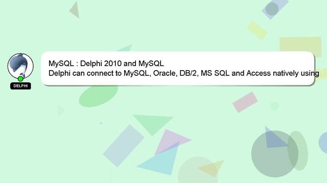 MySQL : Delphi 2010 and MySQL смотреть онлайн