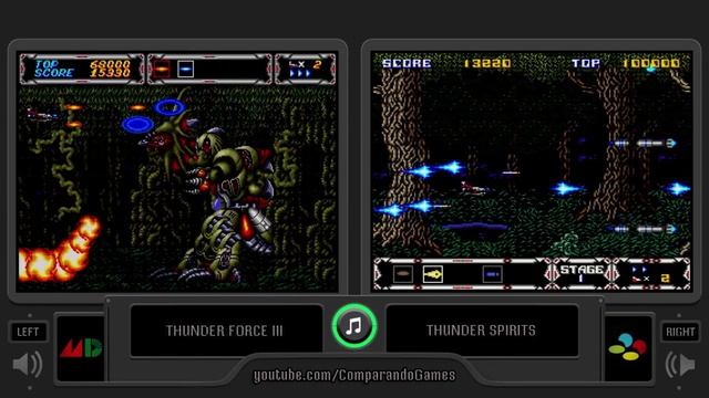 Thunder Force III vs Thunder Spirits (Sega Genesis vs Snes) Side by Side COmparison смотреть онлайн