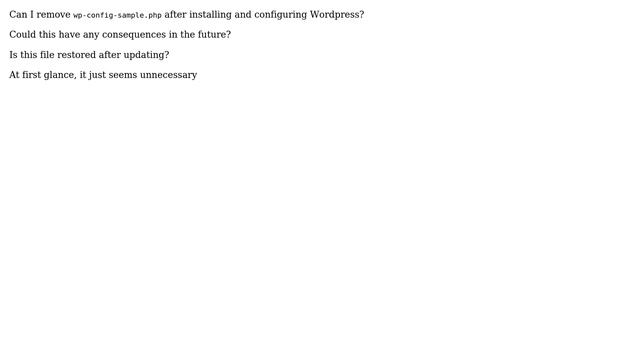 Wordpress: Can I delete `wp-config-sample.php` after installing and configuring Wordpress? смотреть онлайн