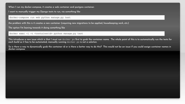 Dynamically get a running container name created by docker-compose смотреть онлайн