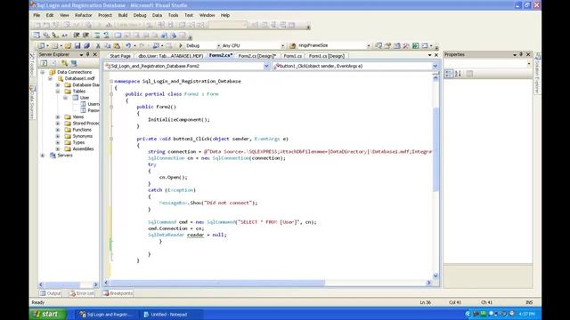 C Sharp tutorial 15 (Sql Login and Registration Database Tutorial) Part 2 смотреть онлайн