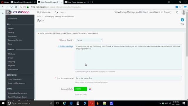PrestaShop Show Popup Message based on Country and Redirect Links Buttons смотреть онлайн