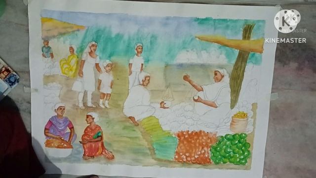 Water colour Village Market Drawing 2023 смотреть онлайн
