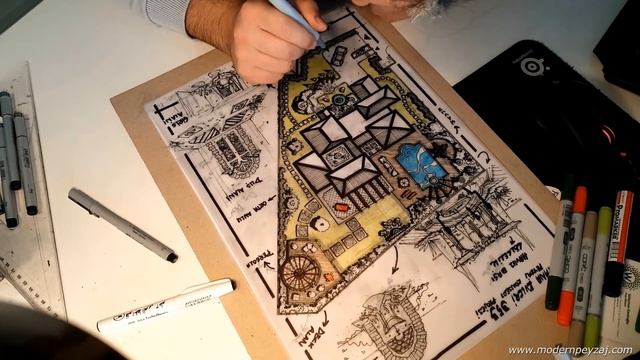 Landscape Architecture - Designing and Coloring Landscape Project - Time Lapse Sketch Drawing смотреть онлайн