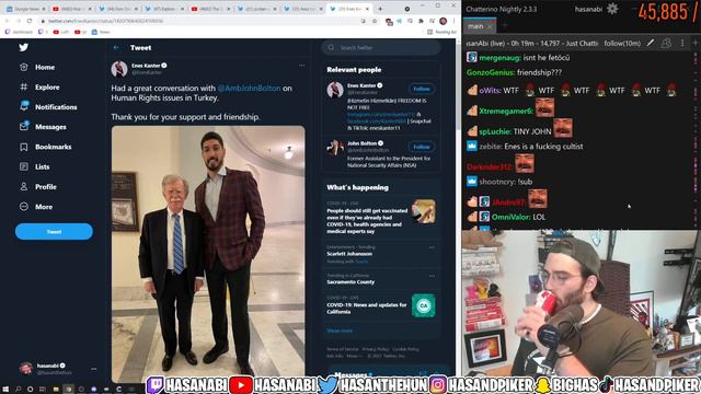 Hasanabi Reacts to Enes Kanter Friends With John Bolton смотреть онлайн