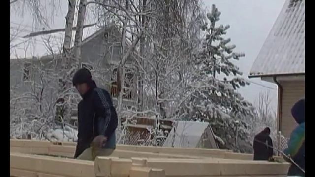 Дом из клееного бруса. Часть 3. Первые венцы, разметка опор бруса смотреть онлайн