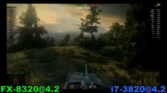 FX 8320@4.2 vs i7 3820@4.2 (World of Tanks) смотреть онлайн