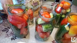 #Маринованное ассорти из огурцов и помидор на зиму в банки, просто,но очень вкусно.