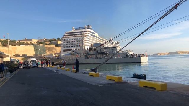 Warship in Valletta Malta Waterfront What Ship was this? MSC Meraviglia смотреть онлайн