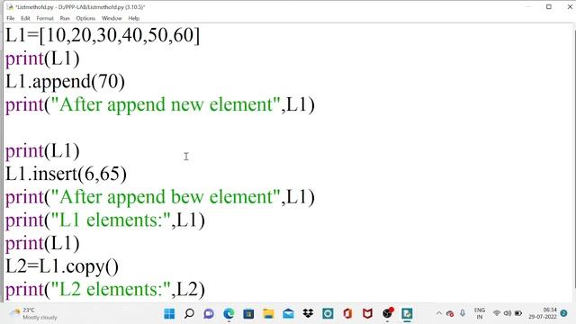 Python- List methods смотреть онлайн