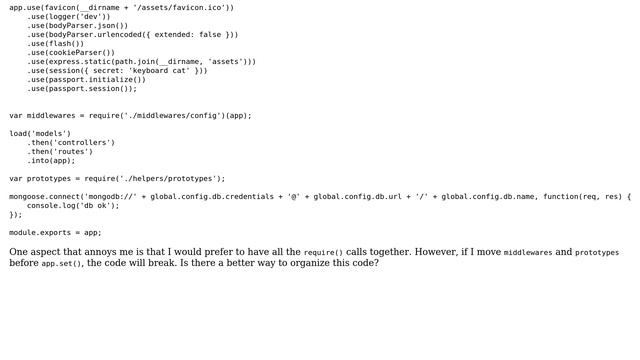 Reorganizing app.js to put related initialization steps together смотреть онлайн