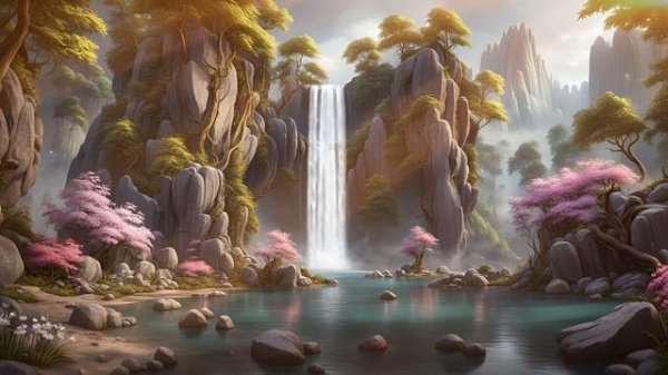 Magical forest ambience, Nature Sounds, Birds and Waterfall sound, Sleep & Relax