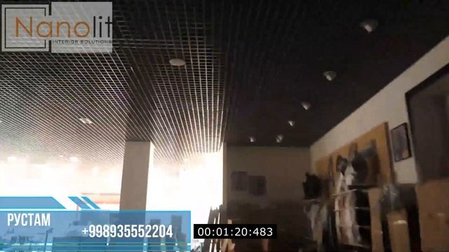 Установка потолков Грильято от компании ООО Nanolit в торг. центре Makro Riviera смотреть онлайн