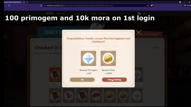 Do this NOW to get 100 primogem and 10k mora on 1st login & claim daily reward | Genshin Impact смотреть онлайн