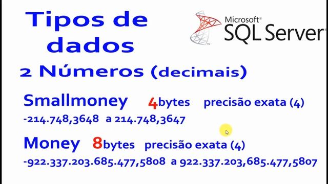 Tipos de campos numéricos com casas decimais no SQL Server. Vídeo 8/10 смотреть онлайн