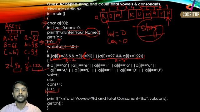 C Program to Count Total Vowel & Consonant in a String | In Hindi смотреть онлайн