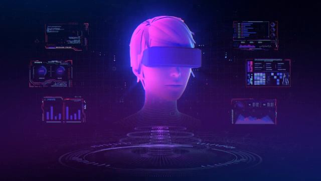 Cyberpunk Futuristic VR Headset Interface Background video | Footage | Screensaver смотреть онлайн
