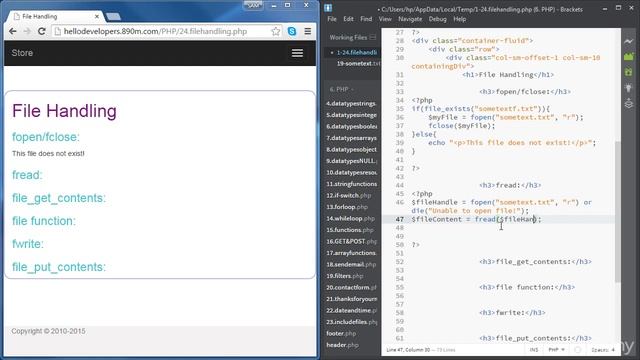 28. File Handling Part 1; Open – Read – Write - Close - PHP смотреть онлайн