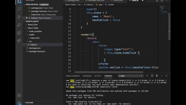 ReactJs: Conditional rendering - state , changing state смотреть онлайн