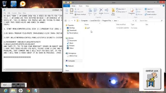 Bukkit Server Error (Java Is Not Seen As An Internal Or External File Or Command