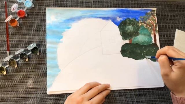 Рисунок «Домик на природе» для детей смотреть онлайн