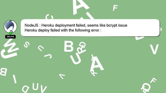 NodeJS : Heroku deployment failed, seems like bcrypt issue смотреть онлайн