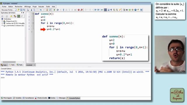 SUITES : Calculer la somme des termes d'une suite (ALGORITHME) - Tutoriel PYTHON смотреть онлайн